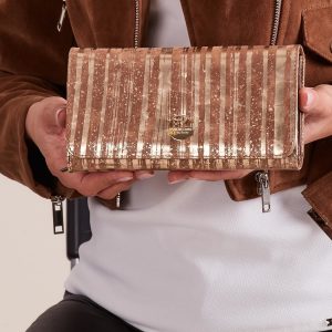 Wholesale Gold Leather Striped Wallet