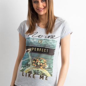 Wholesale Grey Cotton Women's T-Shirt