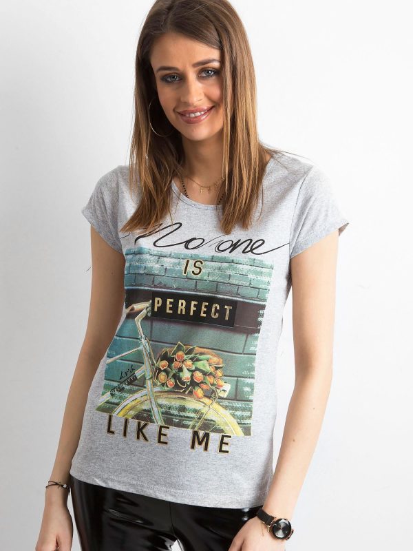 Wholesale Grey Cotton Women's T-Shirt