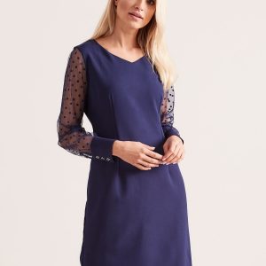 Wholesale Navy blue dress with cuffs