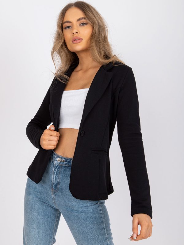 Wholesale Black sweatshirt jacket with button closure