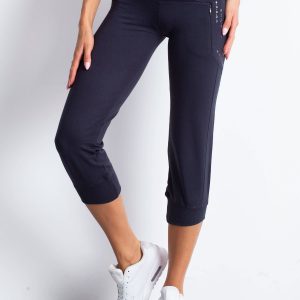 Wholesale Graphite capri sweatpants with sewn pocket