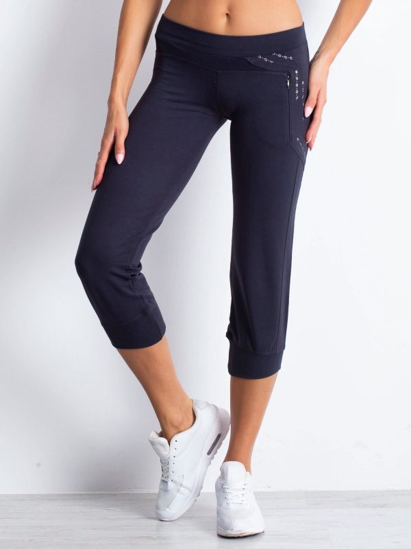 Wholesale Graphite capri sweatpants with sewn pocket