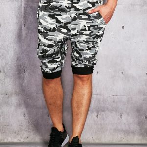 Wholesale Men's white camo shorts with welts