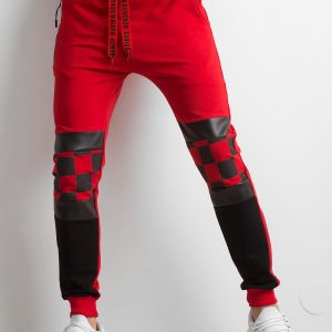 Wholesale Red men's sweatpants with applique