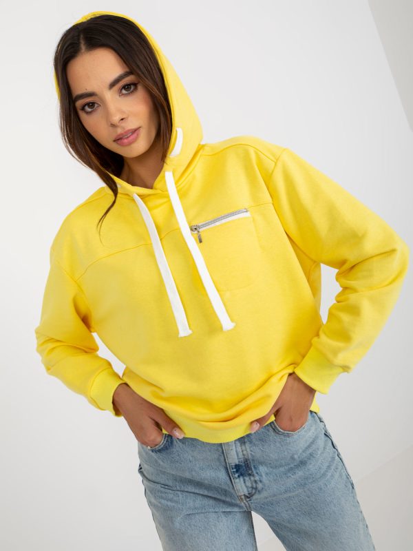 Wholesale Gelbes Sweatshirt with Hoodie und Streifen