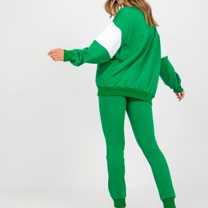 Wholesale Green and white two-piece sweatsuit set with trousers