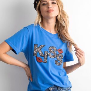 Wholesale Blue T-shirt with applique