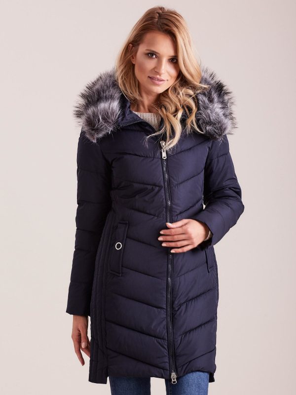 Wholesale Navy blue long jacket for winter