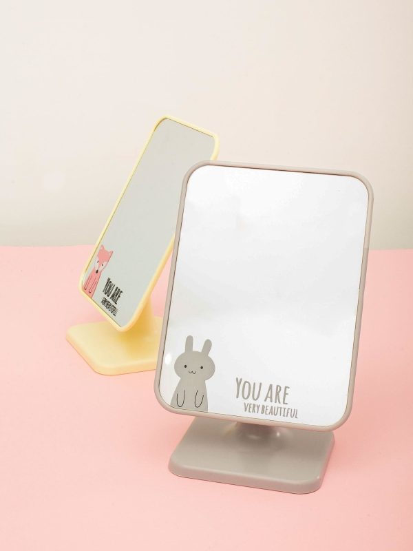 Wholesale Light Grey Folding Cosmetic Mirror With Lettering