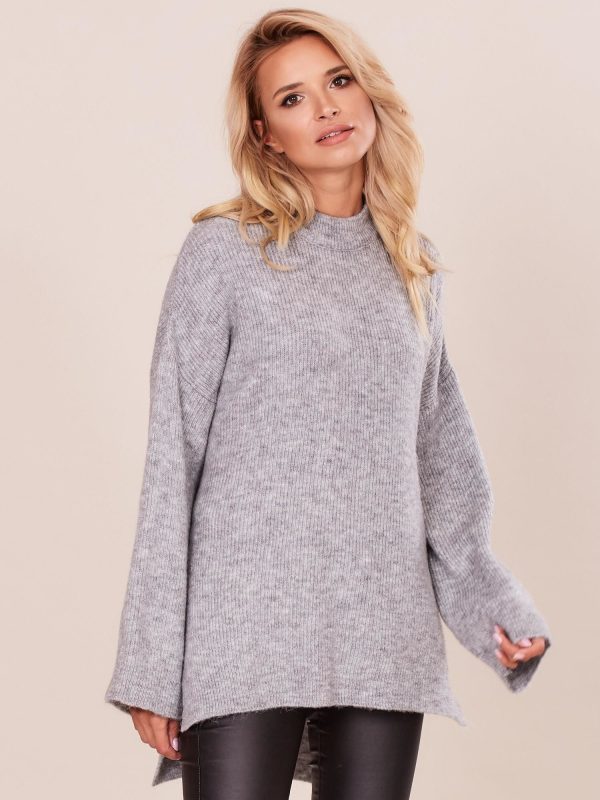 Wholesale Gray asymmetric oversize sweater