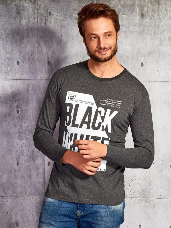 Wholesale Men's blouse with inscription print dark grey