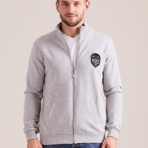 Wholesale Grey men's zipper sweatshirt