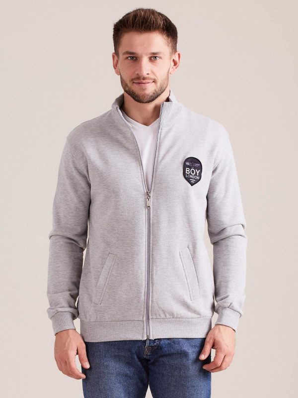 Wholesale Grey men's zipper sweatshirt