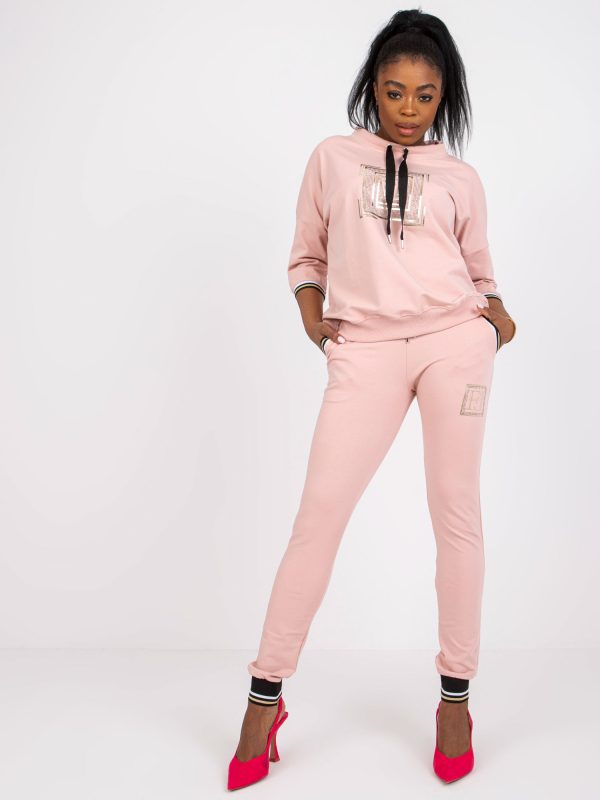 Wholesale Dirty pink casual set with pockets