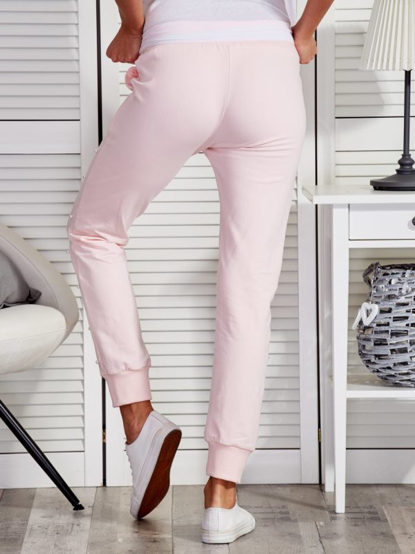 Wholesale Sweatpants with pearls light pink