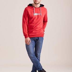 Wholesale Red sweatshirt for man with hoodie