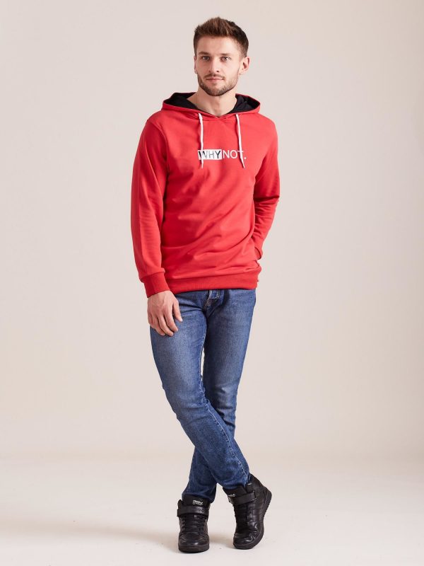 Wholesale Red sweatshirt for man with hoodie