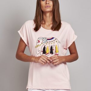 Wholesale Light pink t-shirt with elephant