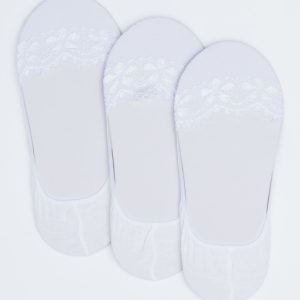 Wholesale White foot socks with lace 3-pack