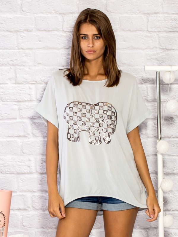 Wholesale Women's T-shirt with elephant grey