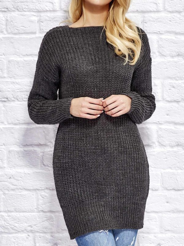 Wholesale Dark Grey Sweater with Binding