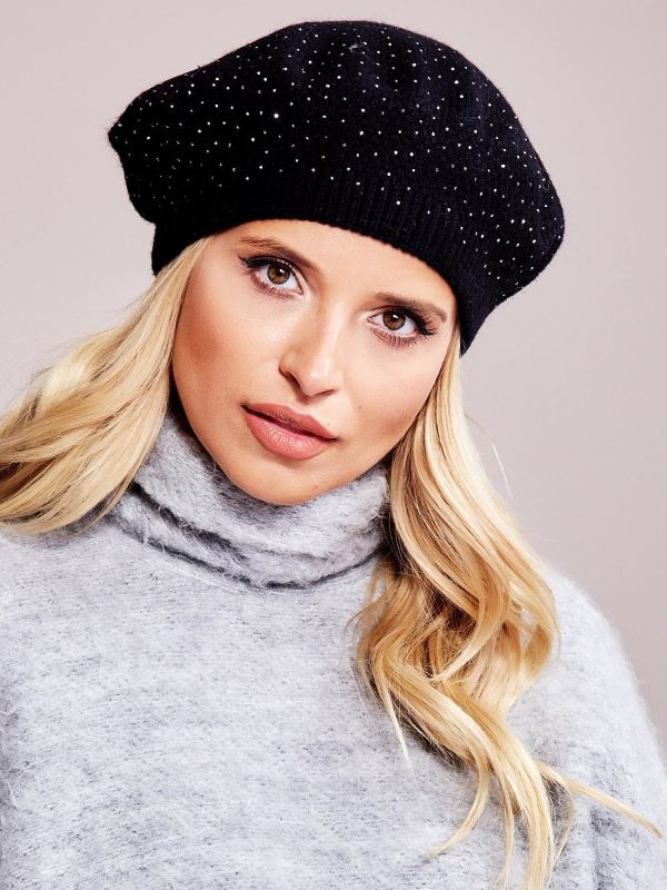 Wholesale Black beret with applique