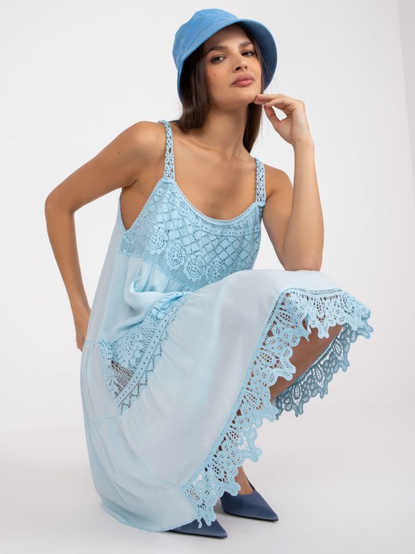 Wholesale Light blue viscose casual dress Eunice OCH BELLA