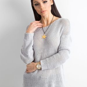 Wholesale Grey sweater with metallic thread