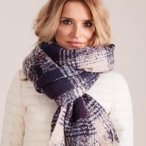 Wholesale Pink and navy blue plaid scarf