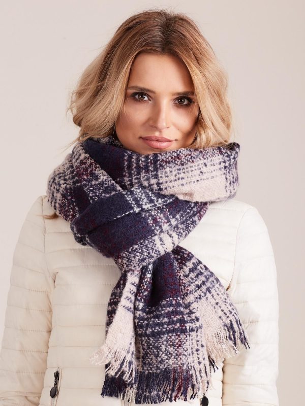 Wholesale Pink and navy blue plaid scarf