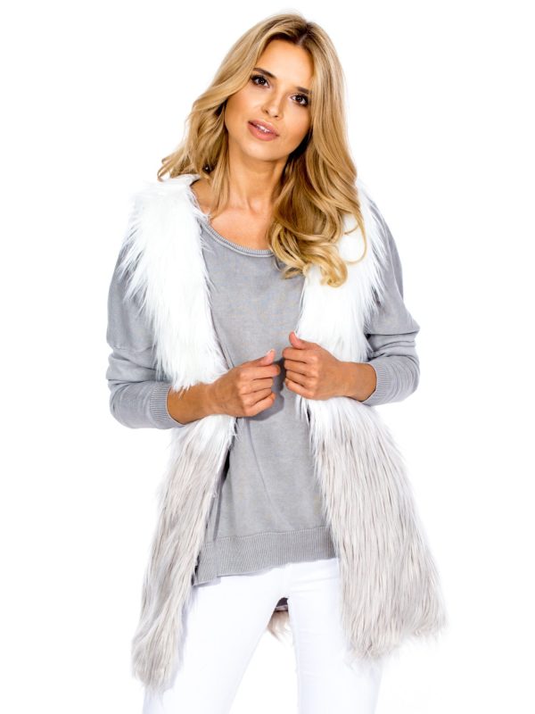 Wholesale Light Grey Two Tone Fur Vest