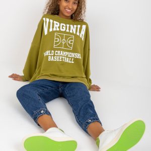 Wholesale Olive oversize sweatshirt with print