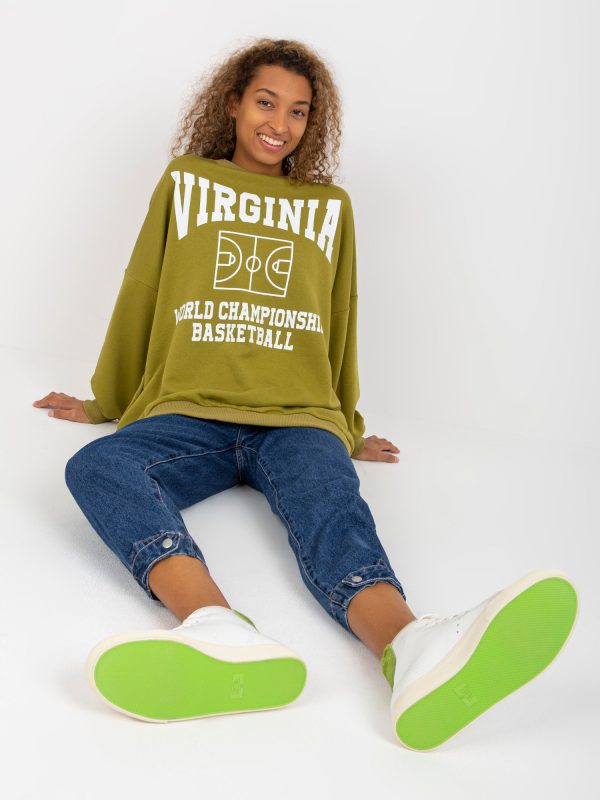 Wholesale Olive oversize sweatshirt with print