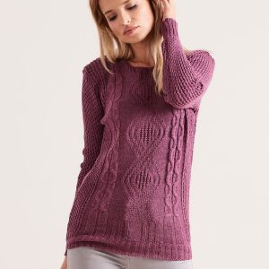 Wholesale Purple knitted sweater with braids