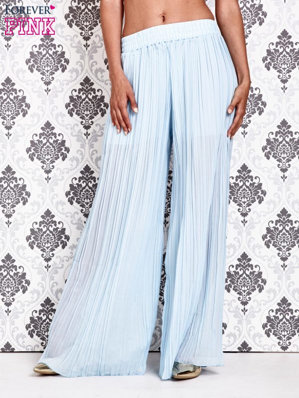 Wholesale Blue pleated palazzo pants