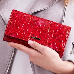 Wholesale Red ladies wallet with embossing