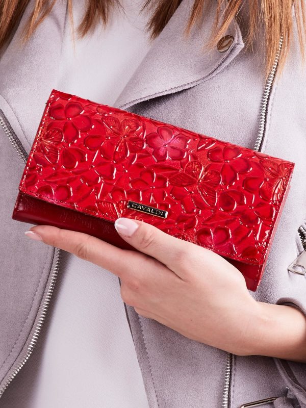 Wholesale Red ladies wallet with embossing