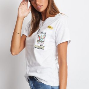 Wholesale White t-shirt with print on the pocket