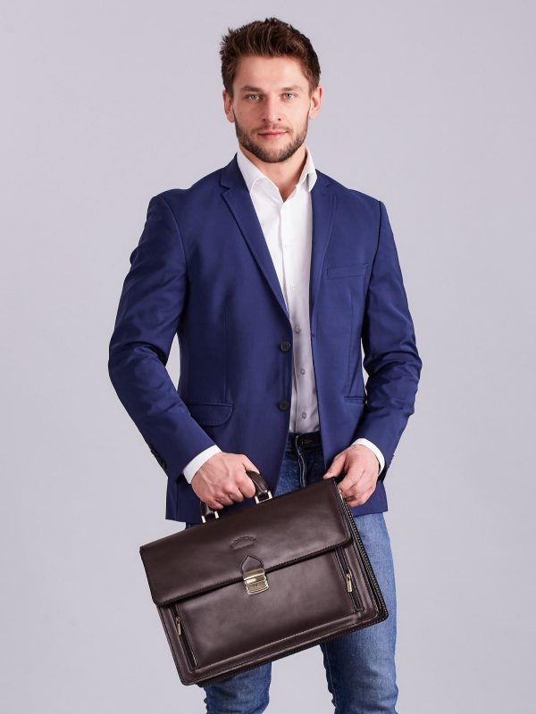 Wholesale Dark Brown Leather Men's Briefcase