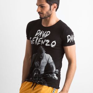 Wholesale Men's Black Cotton T-Shirt with Print