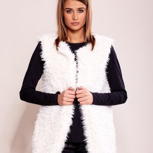 Wholesale Ecru Eco Fur Vest