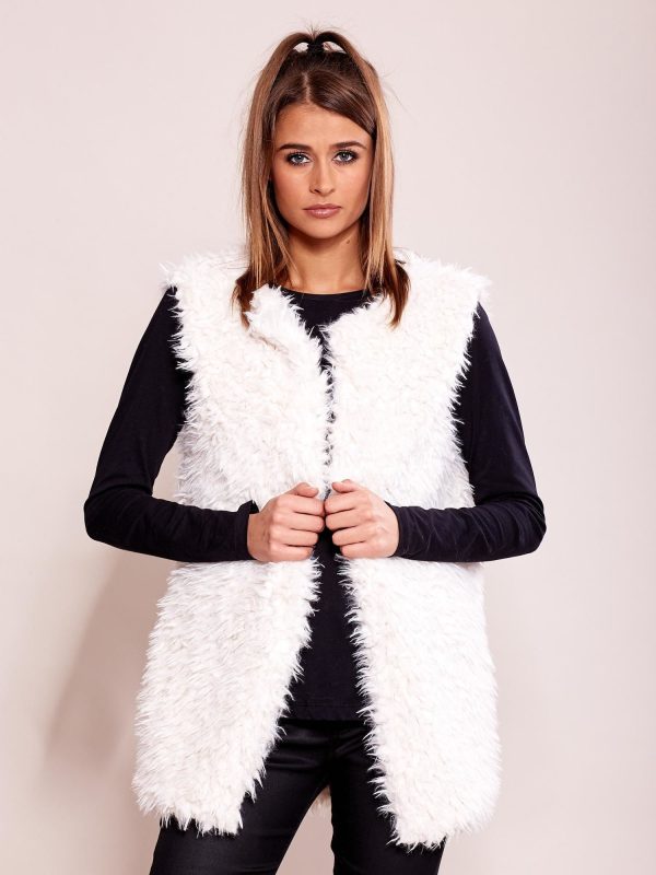 Wholesale Ecru Eco Fur Vest