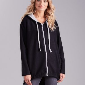 Wholesale Women's Black Zipper Sweatshirt