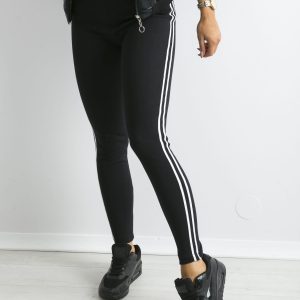 Wholesale Black tracksuit leggings with stripes