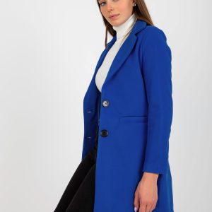 Wholesale Cobalt Classic Dalida Button Closure Coat