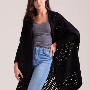 Wholesale Black long openwork sweater