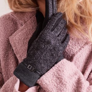 Wholesale Black gloves with knitted insert