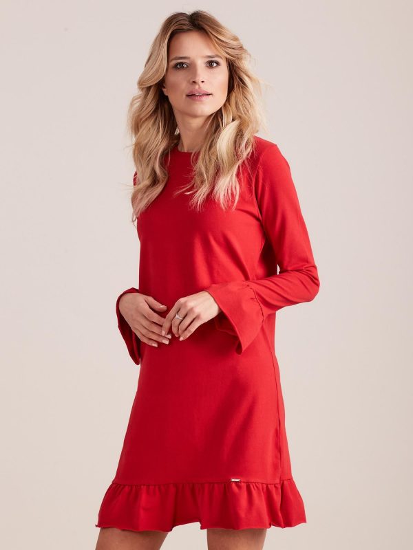 Wholesale Red Cotton Ruffle Dress