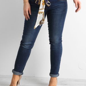 Wholesale Navy blue plus size denim pants